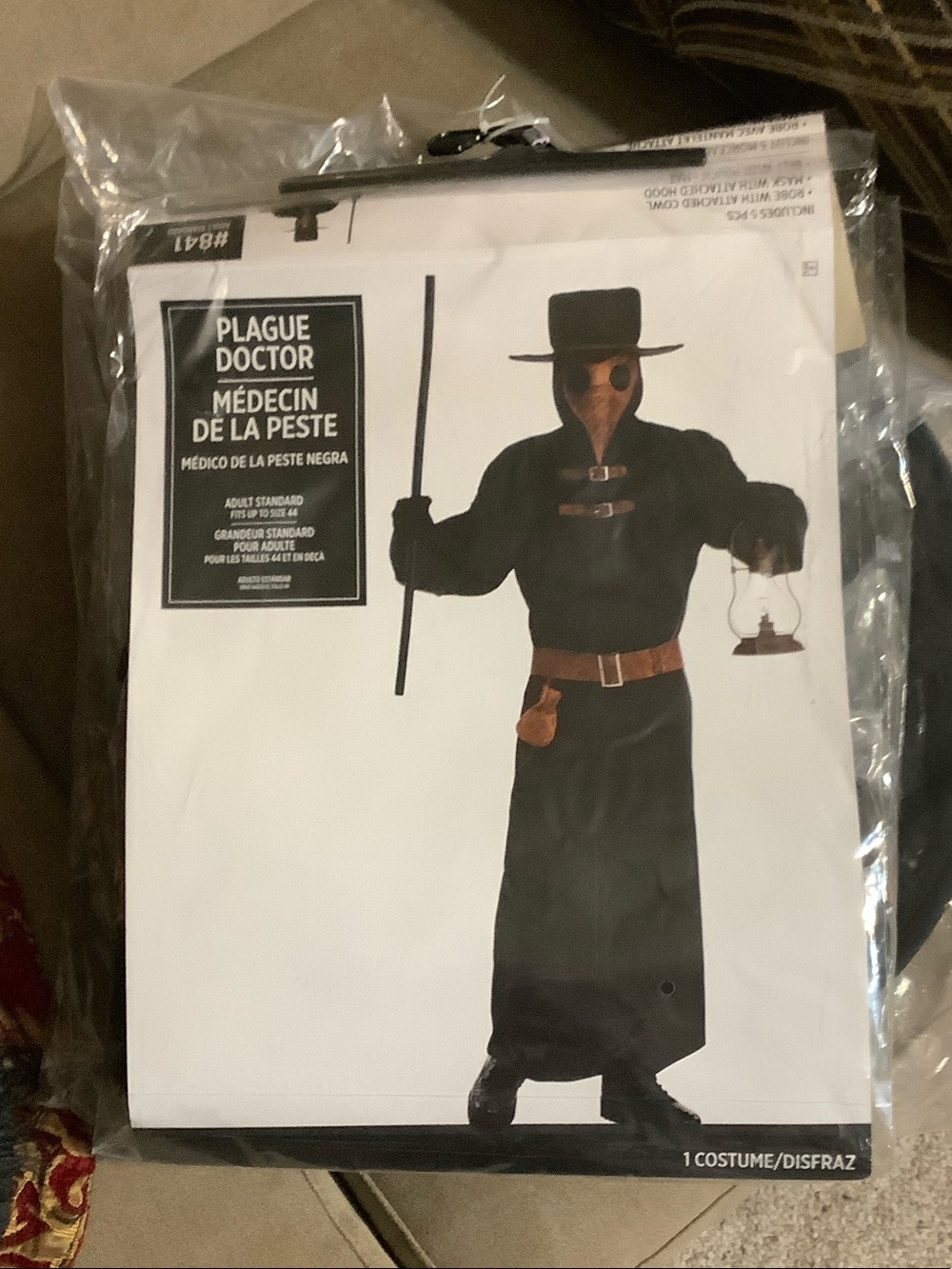 Amscan Plague Doctor Costume - Black with Brown Accents Sz Adult Standard